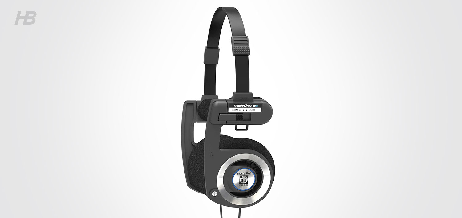 Koss Porta Pro Black On-Ear Headphones, Retro Style, Collapsible Design,  Case Included, Black