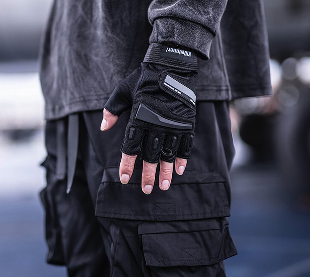 Niepce Cyber Utility Tactical Techwear Gloves - Black Streetwear