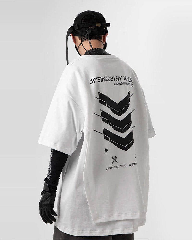 Cyberpunk Cape Tee - Jiye Heavy Industry Cyberpunk T-Shirt with Cape