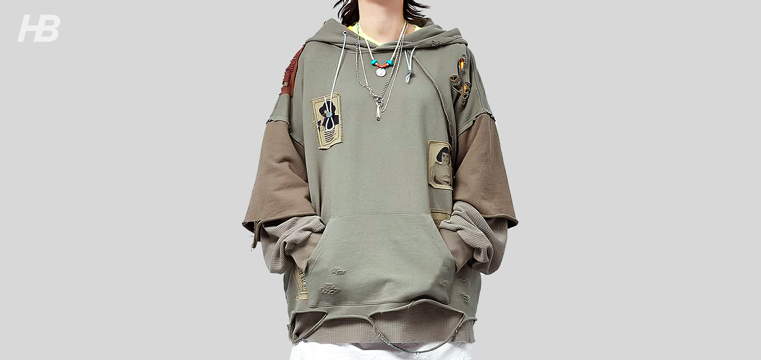 BALENCIAGA LAYERED DISTRESSED HOODIE