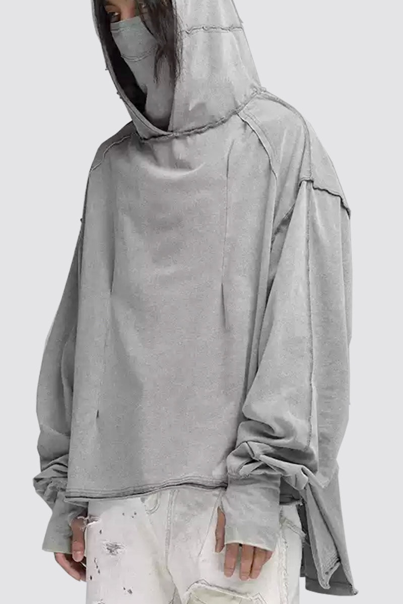High-Collar Hooded Sweatshirt