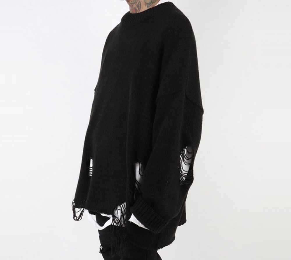 Destroyed Sweater - Balenciaga Style Trash Sweater with Aesthetics Inspired  by Homeless and Garbage