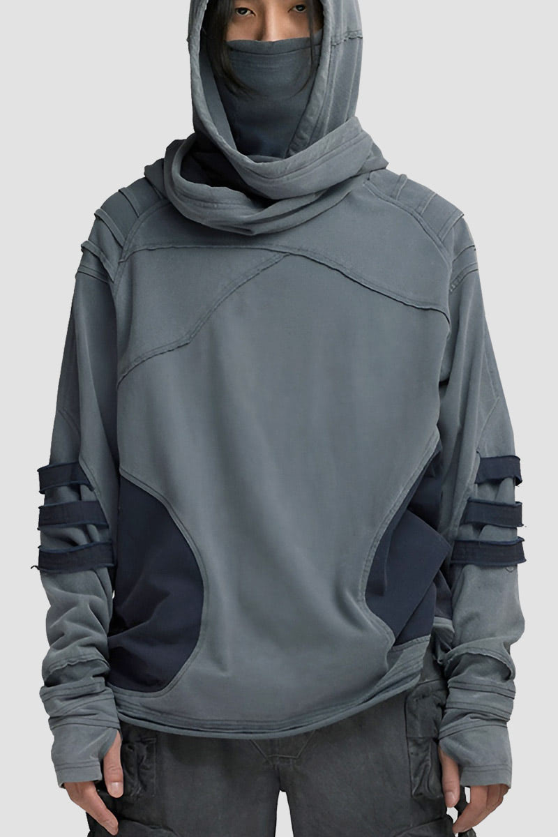 Washed grey Techwear Hoodie