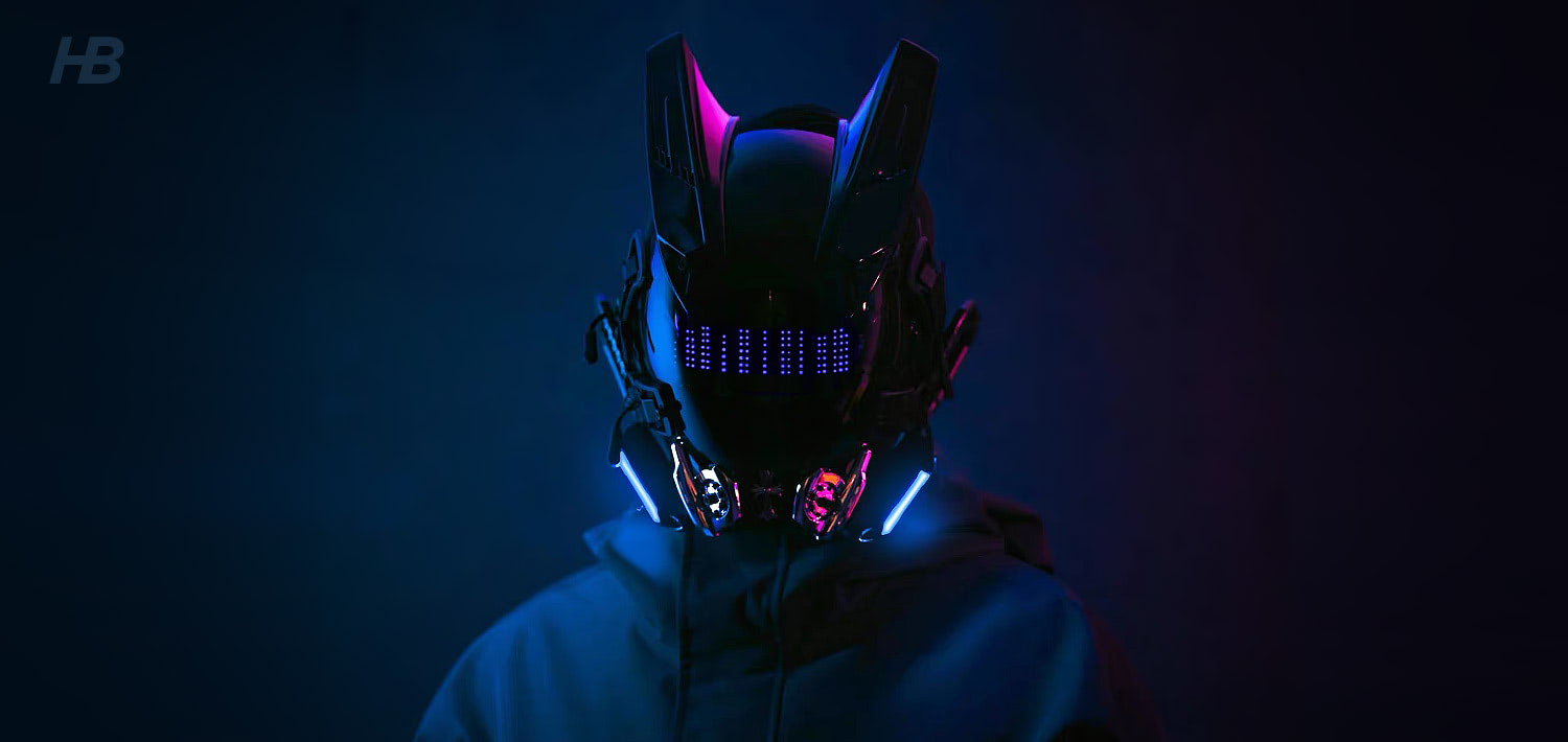 maschera cyberpunk rotonda luce treccia personalizzata maschera di