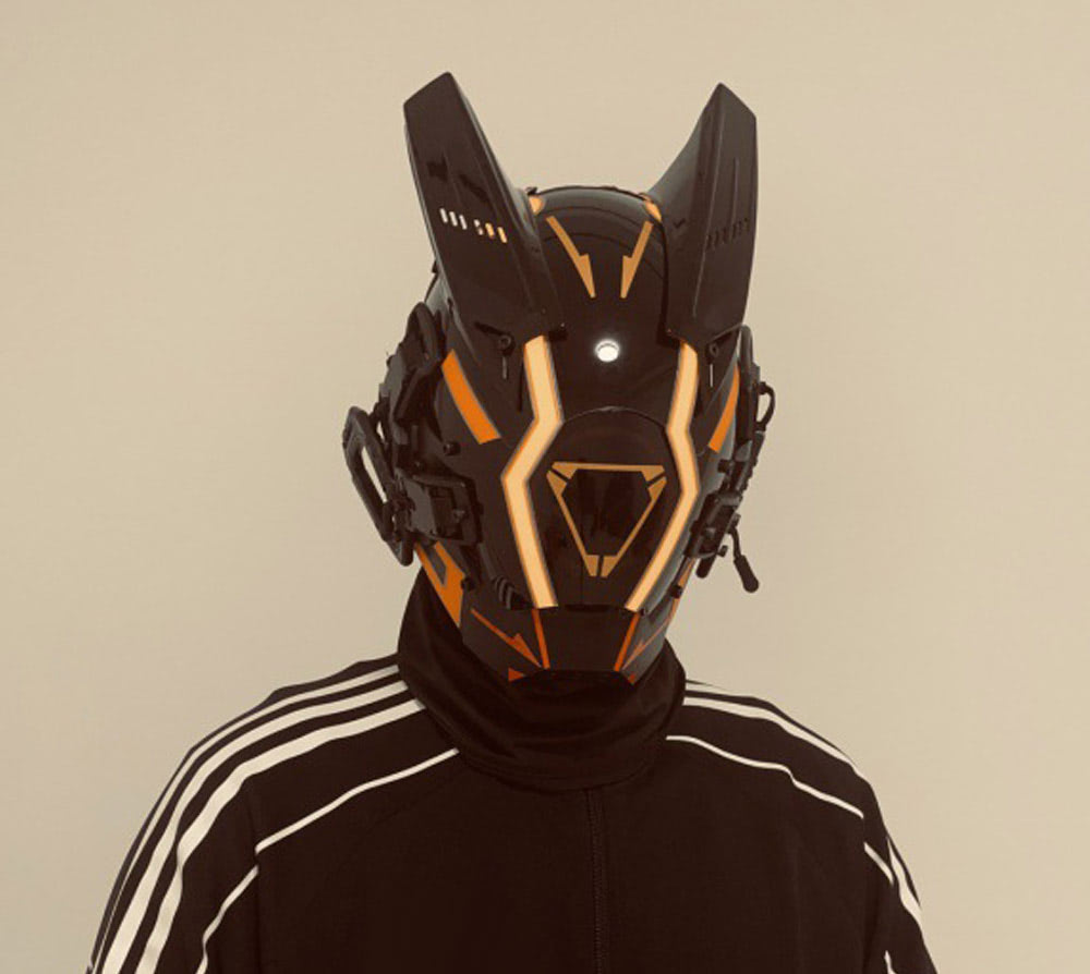 Cyberpunk Mask with EL luminous strips
