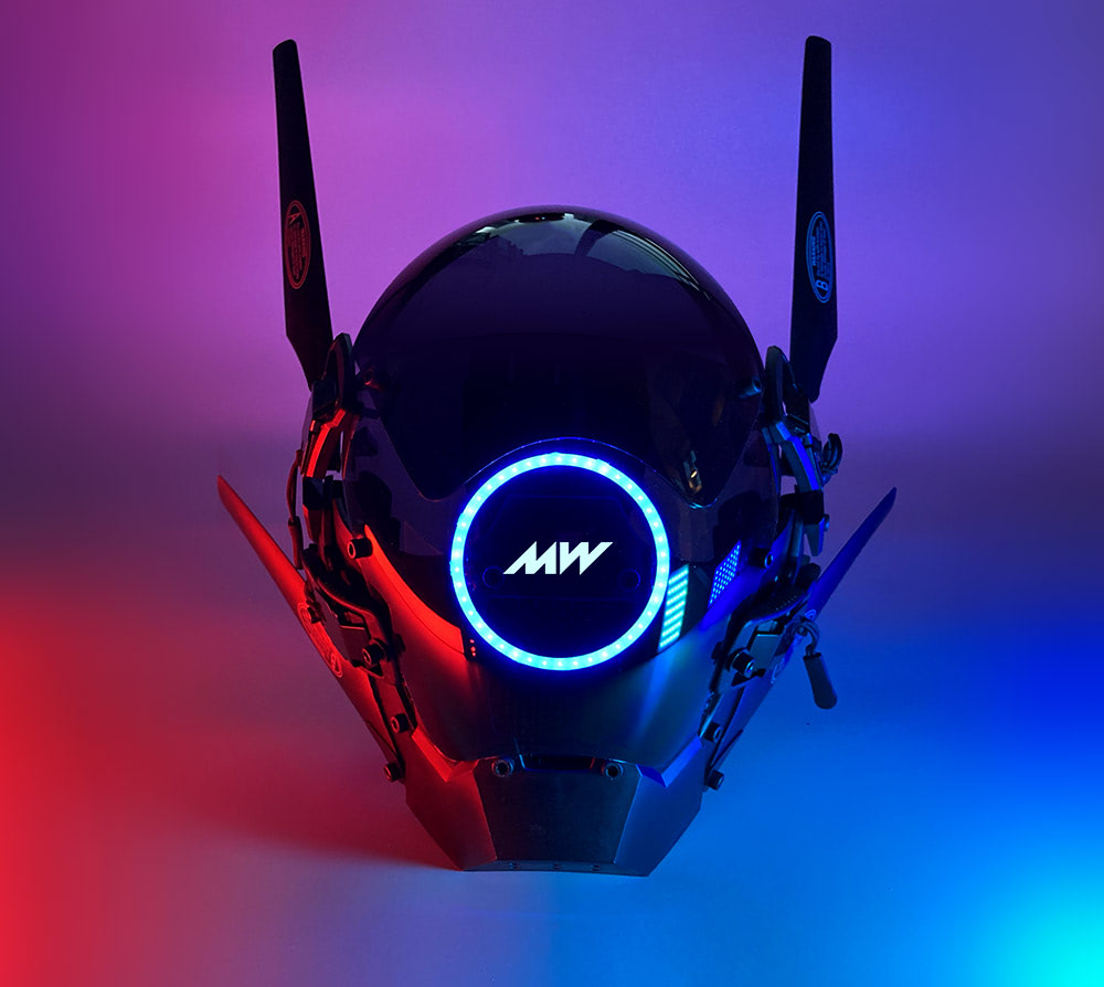 Cyberpunk Helmet Mask with Radial RGB LED
