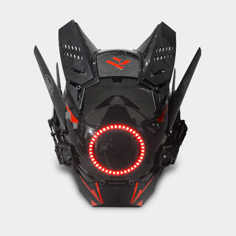 Cyberpunk Mask with Circular Neon LED Lights
