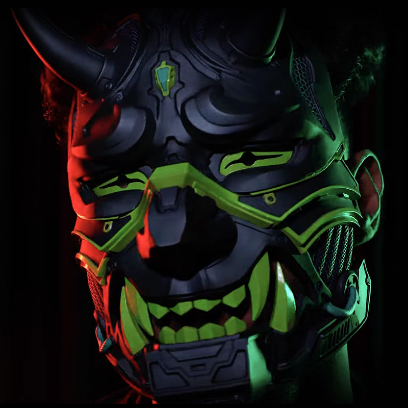 Cyberpunk Oni Mask - Japanse Hannya Futuristic Kabuki Style Mask