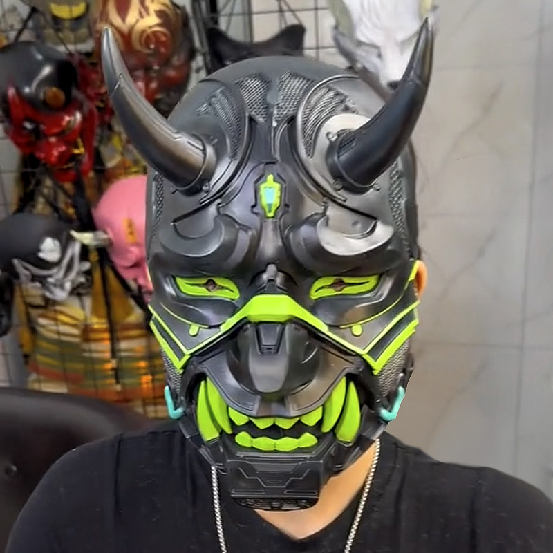 Mezza maschera modulare personalizzabile Cyberpunk Hannya 