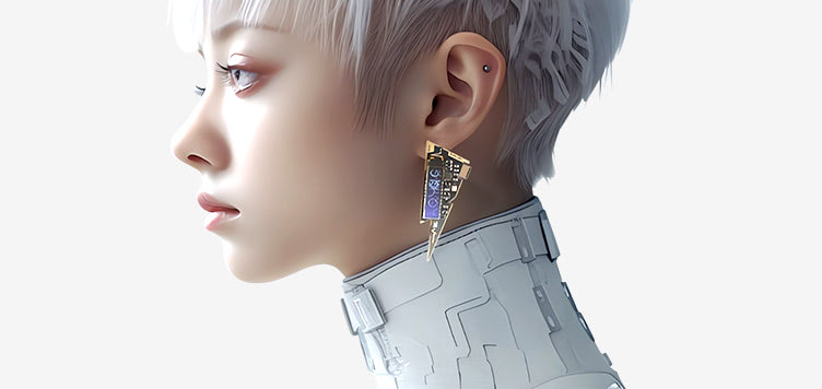 Cyberpunk LCD Earring Voice Activated