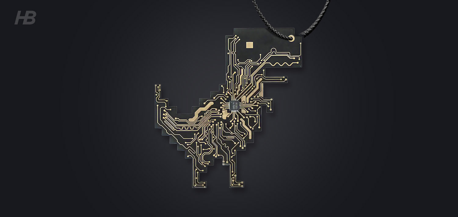 Dino Circuit Board Necklace - Cyberpunk Necklace