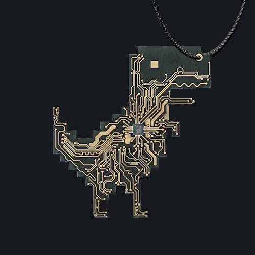 Dino Circuit Board Cyberpunk Necklace