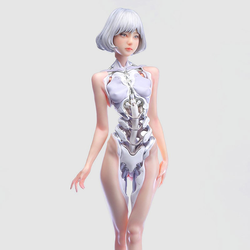 Android IV 02 Mechanical Girl Statue by K x Manas S+U+M